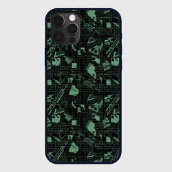Чехол iPhone 12 Pro Max Черно зеленый мемфис геометрический узор