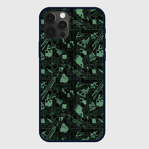 Чехол iPhone 12 Pro Max Черно зеленый мемфис геометрический узор / 3D-Черный – фото 1