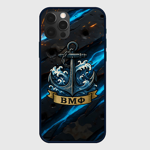 Чехол iPhone 12 Pro Max Якорь ВМФ / 3D-Черный – фото 1