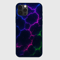 Чехол для iPhone 12 Pro Max Неоновый разлом, цвет: 3D-черный