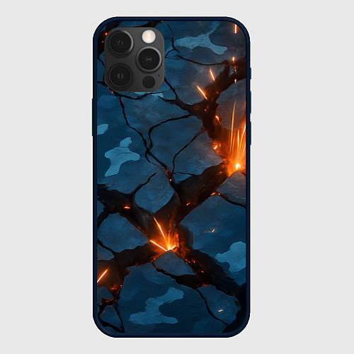 Чехол iPhone 12 Pro Max Разлом камуфляжный плит / 3D-Черный – фото 1