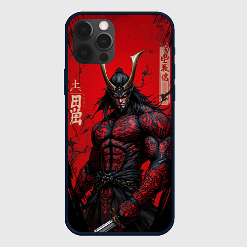Чехол iPhone 12 Pro Max Oni воин самурай / 3D-Черный – фото 1