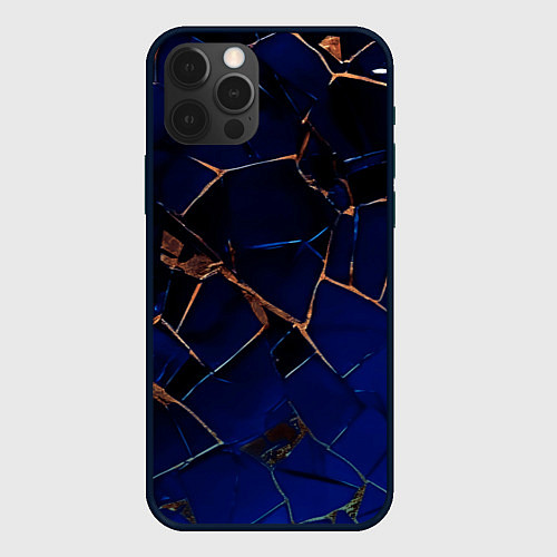 Чехол iPhone 12 Pro Max Тёмный синий абстракция битые плиты / 3D-Черный – фото 1