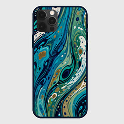 Чехол iPhone 12 Pro Max Сине-зеленый абстрактный узор