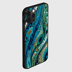 Чехол для iPhone 12 Pro Max Сине-зеленый абстрактный узор, цвет: 3D-черный — фото 2