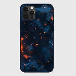 Чехол для iPhone 12 Pro Max Синий камуфляж с искрами, цвет: 3D-черный