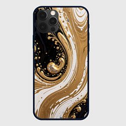 Чехол iPhone 12 Pro Max Черный агат и жидкое золото