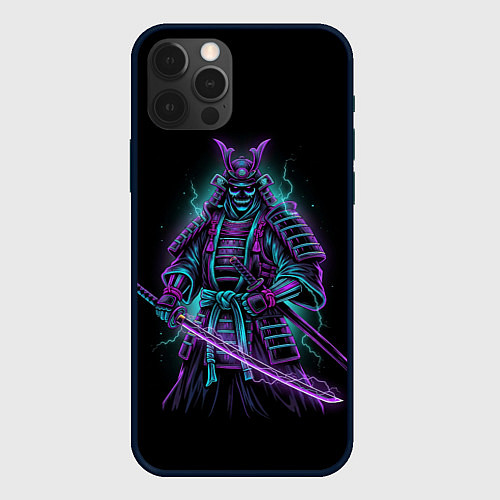 Чехол iPhone 12 Pro Max Неоновый электросамурай / 3D-Черный – фото 1