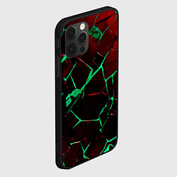 Чехол для iPhone 12 Pro Max Битые плиты тёмно-красный с зелёным, цвет: 3D-черный — фото 2