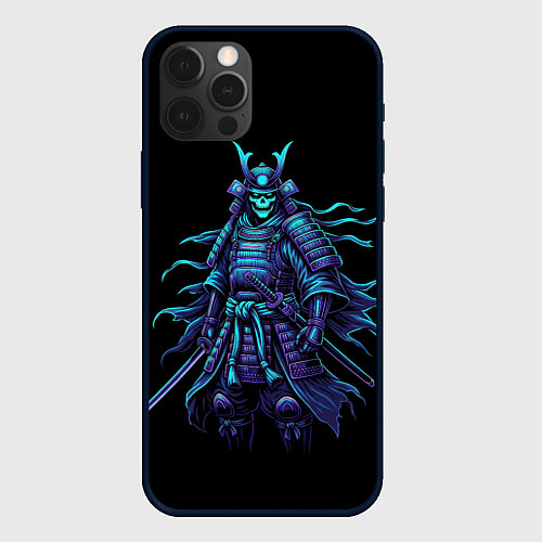 Чехол iPhone 12 Pro Max Неоновый призрак самурай / 3D-Черный – фото 1