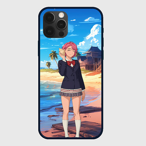 Чехол iPhone 12 Pro Max Дандадан Сиратори Айра с ракушкой в руках / 3D-Черный – фото 1