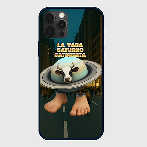 Чехол iPhone 12 Pro Max La Vaca Saturno Saturnita мем / 3D-Черный – фото 1