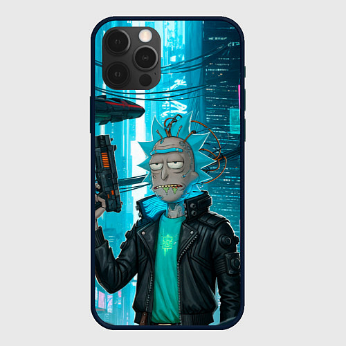 Чехол iPhone 12 Pro Max Рик-киберпанк / 3D-Черный – фото 1