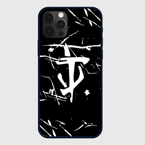 Чехол iPhone 12 Pro Max Doom logo штрихи / 3D-Черный – фото 1