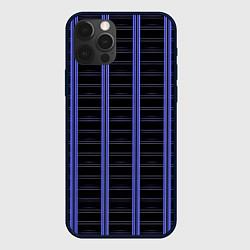 Чехол для iPhone 12 Pro Max Color black cage purple stripes, цвет: 3D-черный