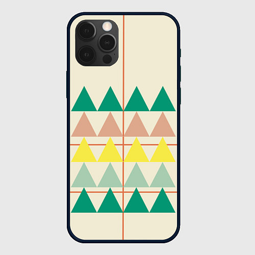 Чехол iPhone 12 Pro Max Абстрактный лес - треугольники на светлом / 3D-Черный – фото 1