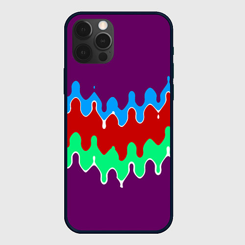 Чехол iPhone 12 Pro Max Фиолетовый с искажёнными абстрактными полосами / 3D-Черный – фото 1
