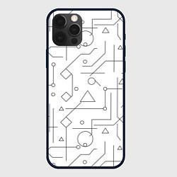 Чехол iPhone 12 Pro Max Техно-Геометрия на белое