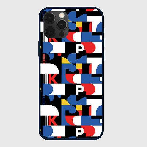 Чехол iPhone 12 Pro Max Геометрия букв / 3D-Черный – фото 1