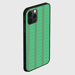 Чехол для iPhone 12 Pro Max Color green cage brown stripes, цвет: 3D-черный — фото 2