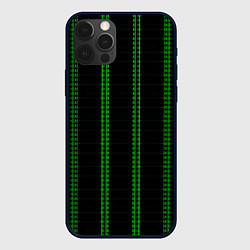 Чехол для iPhone 12 Pro Max Color black cage green stripes, цвет: 3D-черный