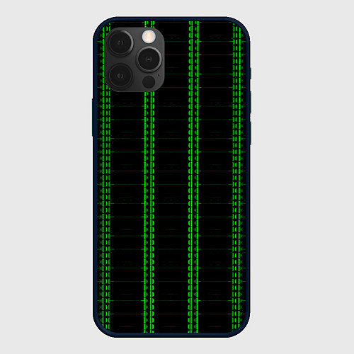 Чехол iPhone 12 Pro Max Color black cage green stripes / 3D-Черный – фото 1