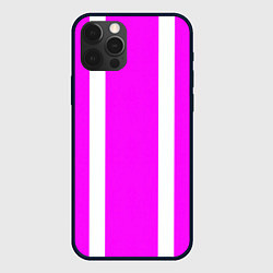 Чехол для iPhone 12 Pro Max Color white pink stripes, цвет: 3D-черный