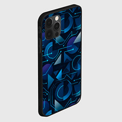 Чехол для iPhone 12 Pro Max Футуристическая сине-фиолетовая абстракция с хакер, цвет: 3D-черный — фото 2