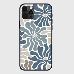 Чехол для iPhone 12 Pro Max Цветы blue and beige pattern, цвет: 3D-черный