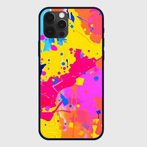 Чехол iPhone 12 Pro Max Яркие пятна акриловой краски на стене / 3D-Черный – фото 1