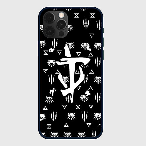 Чехол iPhone 12 Pro Max Doom ведьмак логотипы / 3D-Черный – фото 1