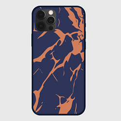 Чехол для iPhone 12 Pro Max Разломы на синем, цвет: 3D-черный