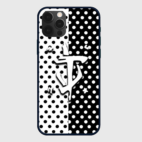 Чехол iPhone 12 Pro Max Doom точки черно белые / 3D-Черный – фото 1