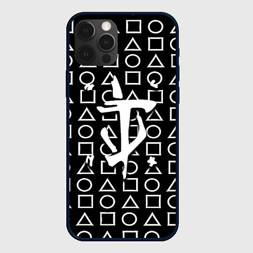 Чехол iPhone 12 Pro Max Doom geometry pattern / 3D-Черный – фото 1
