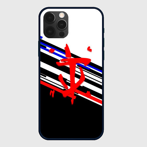 Чехол iPhone 12 Pro Max Doom line color / 3D-Черный – фото 1