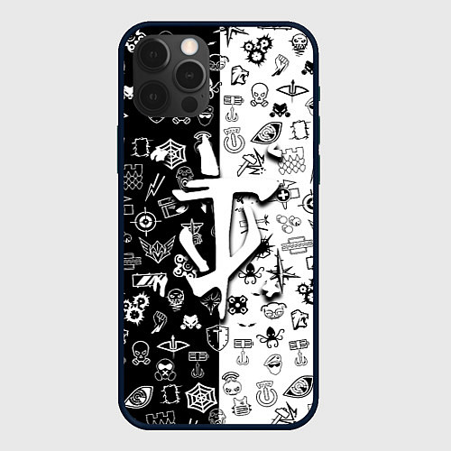 Чехол iPhone 12 Pro Max Doom ачивки паттерн / 3D-Черный – фото 1