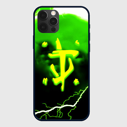 Чехол iPhone 12 Pro Max Doom шторм кислотное лого / 3D-Черный – фото 1