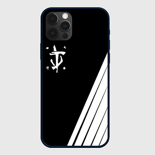 Чехол iPhone 12 Pro Max Doom white geometry / 3D-Черный – фото 1