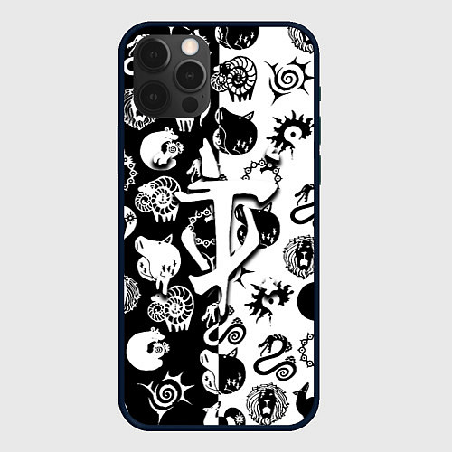 Чехол iPhone 12 Pro Max Doom anime black pattern / 3D-Черный – фото 1