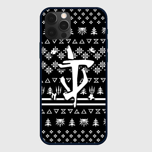 Чехол iPhone 12 Pro Max Doom x witcher pattern / 3D-Черный – фото 1