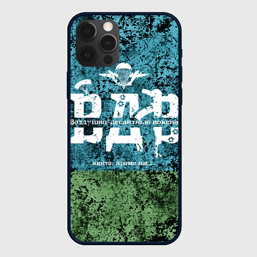 Чехол iPhone 12 Pro Max Флаг десантников ВДВ / 3D-Черный – фото 1