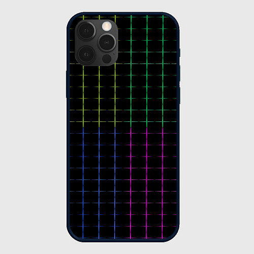 Чехол iPhone 12 Pro Max Color black multicolored stripes / 3D-Черный – фото 1