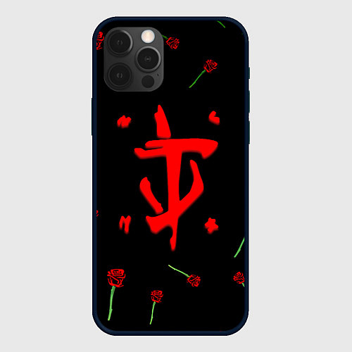 Чехол iPhone 12 Pro Max Doom rose pattern / 3D-Черный – фото 1