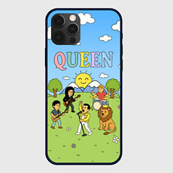 Чехол для iPhone 12 Pro Max Queen мультяшный стиль на поляне, цвет: 3D-черный
