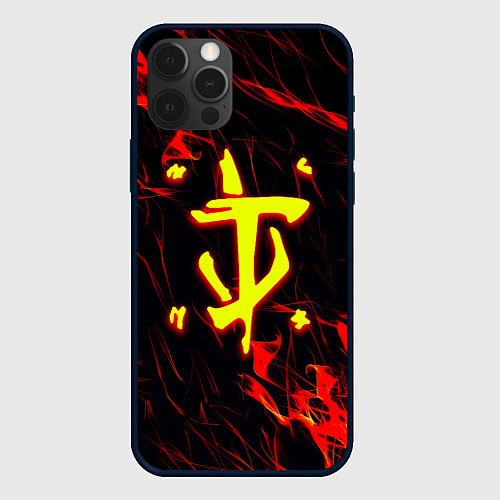 Чехол iPhone 12 Pro Max Doom огненные искры / 3D-Черный – фото 1
