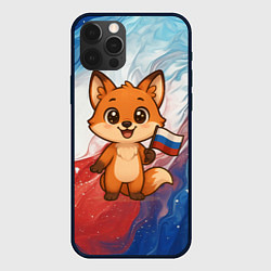 Чехол iPhone 12 Pro Max Лисенок с флагом России