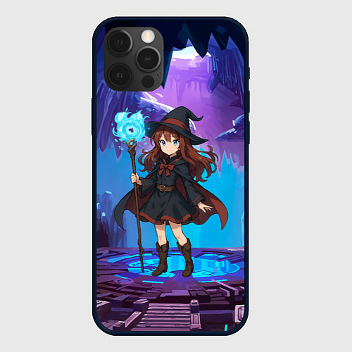 Чехол iPhone 12 Pro Max Аниме девочка маг с волшебных посохом / 3D-Черный – фото 1