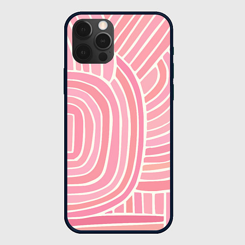 Чехол iPhone 12 Pro Max Абстрактный узор розовый / 3D-Черный – фото 1