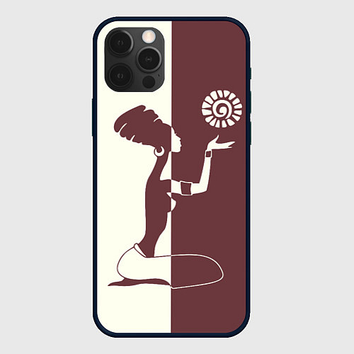 Чехол iPhone 12 Pro Max Силуэт африканки / 3D-Черный – фото 1