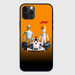 Чехол для iPhone 12 Pro Max Механик Бендер и пилот формулы 1 Фрай, цвет: 3D-черный